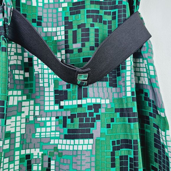 Margarita Saplala X Barneys New York Coop Silk Belted Geometric Print Dress, Sm - Picture 7 of 10